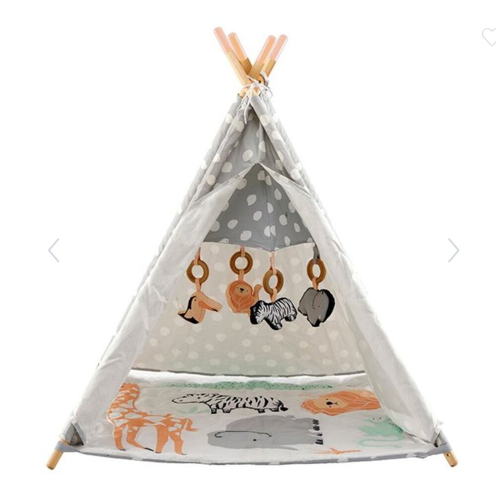 Wonder & Wise Baby Kids Foldable Activity Toy Teepee Play Tent w/ Safari (NEW)